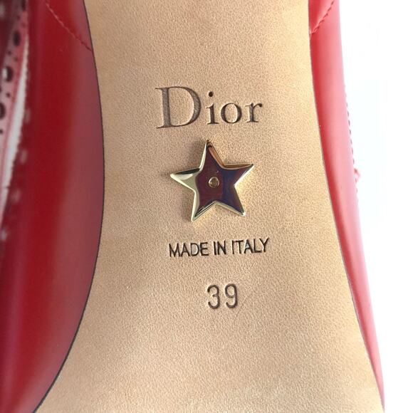 Dior Spectadior Red Brogue Cap Toe Buckle Maryjane Pumps 39 - Picture 10 of 11